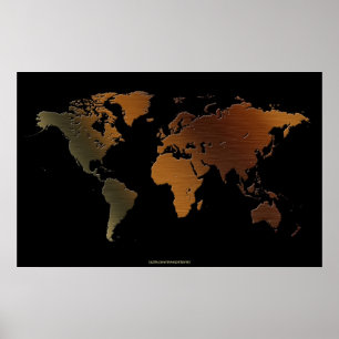 Stylish 3D Rustic-tone World Map Art Poster