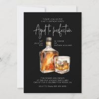 Stylish 40th Birthday Invite Male - Whiskey Theme