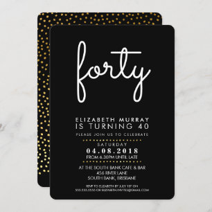 STYLISH 40TH birthday party FORTY INVITE simple