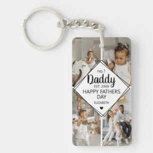 Stylish 4 Photo Collage No 1 Daddy Key Ring