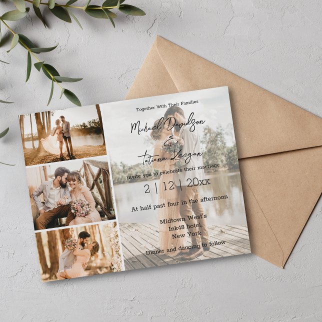 stylish 4 photos collage wedding invitation (Creator Uploaded)