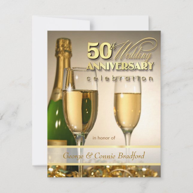 Stylish 50th Anniversary Party Invitations (Front)