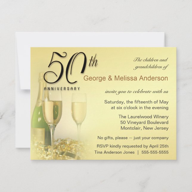 Stylish 50th Anniversary Party Invitations (Front)