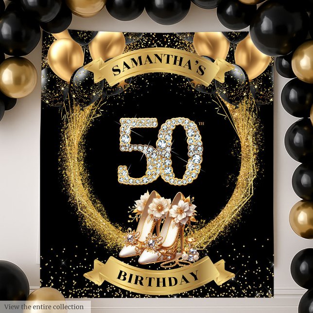 Stylish 50th Birthday Diamond Numbers High Heels Tapestry (Stylish 50th Birthday Diamond Numbers High Heels Tapestry)