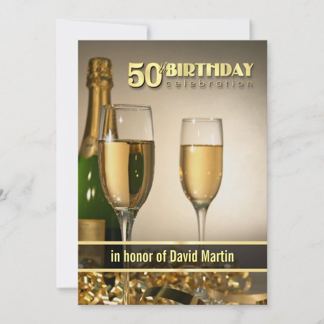 Stylish 50th Birthday Party Invitations - Formal (Front)