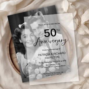 Stylish 50th Wedding Anniversary Vellum Invitations