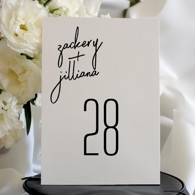 Stylish 5 x 7 Modern Names Wedding Table Number (Creator Uploaded)