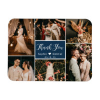Stylish 6 Photo Collage Wedding Thank You Magnet