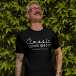 Stylish 70th Birthday Auto Owner, Classic 1955 T-Shirt<br><div class="desc">Celebrate a special milestone with the 'Stylish 70th Birthday Auto Owner, Classic 1955' T-shirt. Perfect for car enthusiasts and fans of vintage vehicles, this shirt features a unique design honouring a 70th birthday and the timeless beauty of classic 1955 cars. Ideal for a birthday gift, this T-shirt combines nostalgia with...</div>