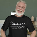 Stylish 80th Birthday Auto Owner, Classic 1945 T-Shirt<br><div class="desc">This "Stylish 80th Birthday Auto Owner, Classic 1945 T-Shirt" is a perfect way to celebrate an extraordinary milestone with vintage flair. Featuring a bold and timeless design that proudly highlights the year 1945, this shirt is ideal for car enthusiasts or anyone who loves classic style. It’s a fun and memorable...</div>