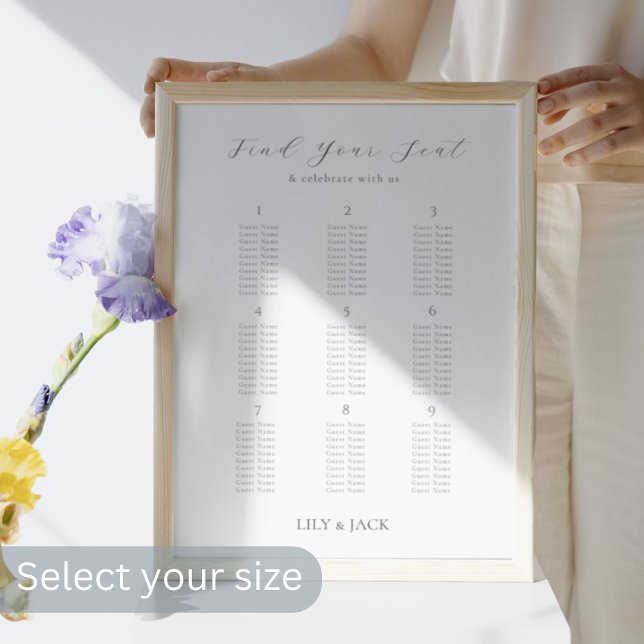 Stylish 9 Table Wedding Poster Seating Chart (Creator Uploaded)