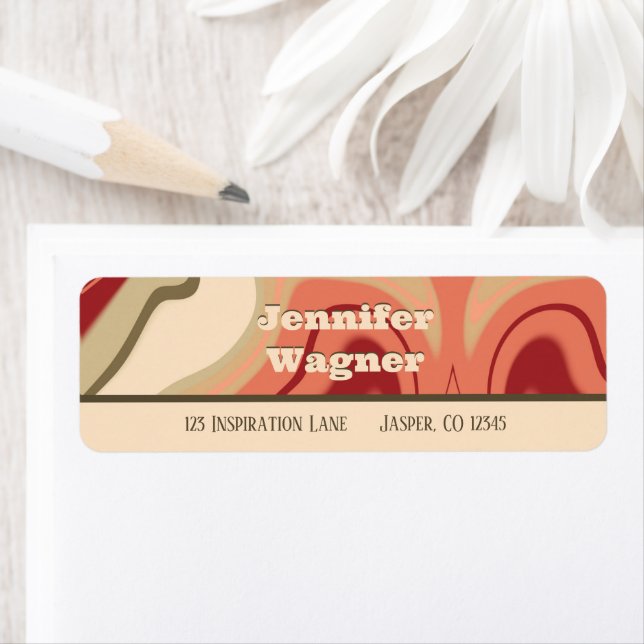 Stylish Abstract Colourful Modern Swirl Inspirivit Return Address Label (Insitu)