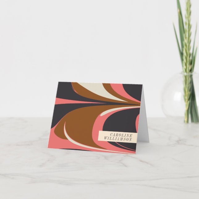 Stylish Abstract Contemporary Elegant Personalised Note Card (Front)