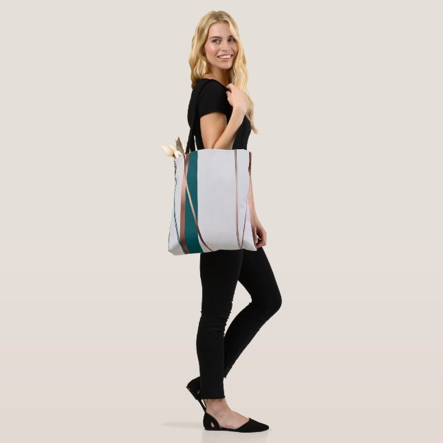 Stylish Abstract Copper with Teal Accents Tote Bag (On Model)