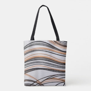 Stylish abstract flowing line art chic autumn tote bag