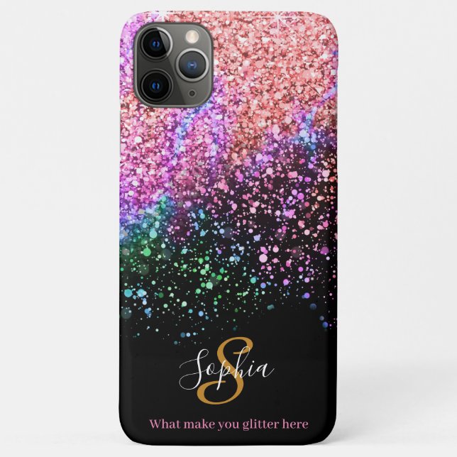 Stylish Abstract Glitter Personalized Monogram Case-Mate iPhone Case (Back)