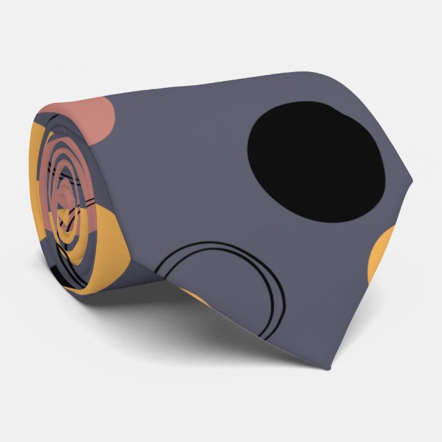 Stylish abstract grey black yellow pattern men tie (Rolled)