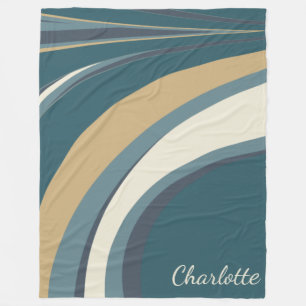 Stylish Abstract Marble Art in Teal Personalised Fleece Blanket