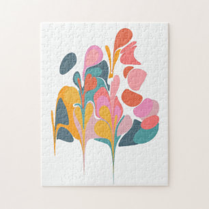 Stylish Abstract Marble Botanical Shapes Art Jigsaw Puzzle