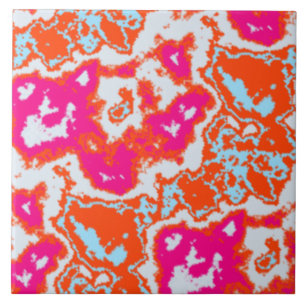 Stylish Abstract Pattern Orange Pink Ceramic Tile