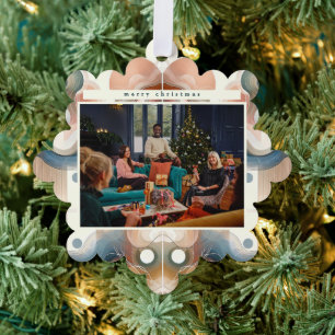Stylish Abstract Photo Christmas Tree Decoration Card