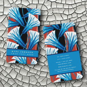Stylish Abstract Retro Vintage Floral Watercolor Business Card