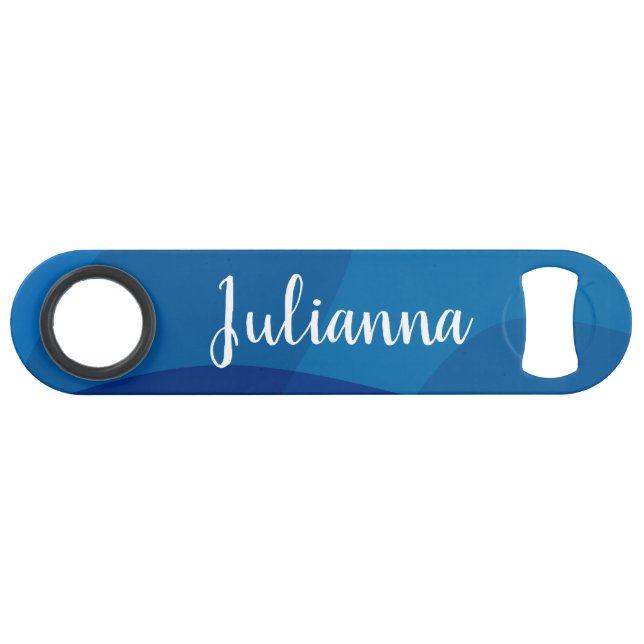Stylish Abstract Shapes in Blue Personalised Name (Front (Horizontal))