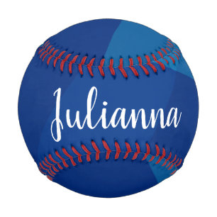 Stylish Abstract Shapes in Blue Personalised Name Baseball