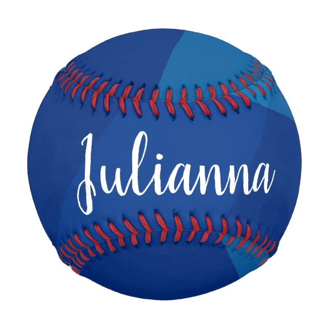 Stylish Abstract Shapes in Blue Personalised Name Baseball (Front)
