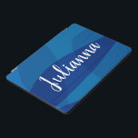 Stylish Abstract Shapes in Blue Personalised Name iPad Pro Cover<br><div class="desc">This stylish minimalist modern artwork combines simple organic circle shapes with beautiful gradients of blue. Personalise it with your name in script lettering.</div>