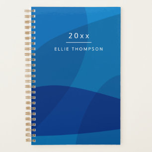 Stylish Abstract Shapes in Blue Personalised Name Planner