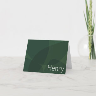 Stylish Abstract Shapes in Green Personalised Name Note Card