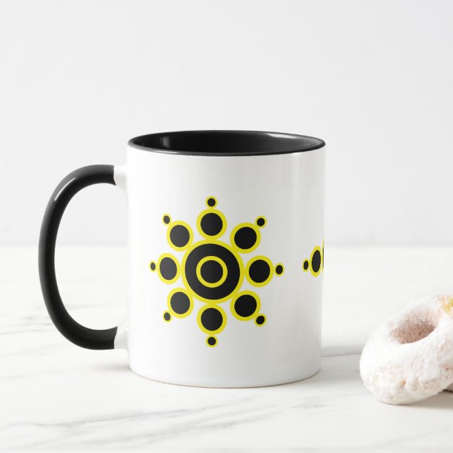 Stylish Abstract Sun Design Mug (With Donut)