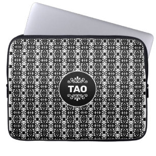 Stylish Abstract Tao Pattern in Black & White Laptop Sleeve