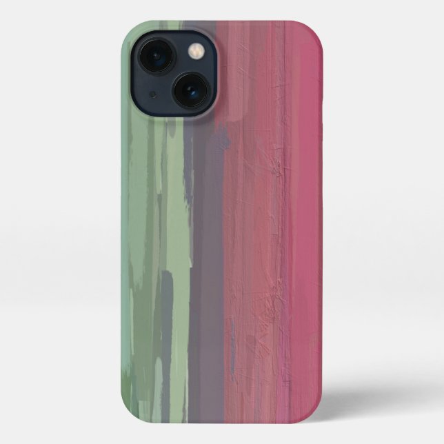 Stylish Abstract Watermelon Pink and Green iPhone Case (Back)