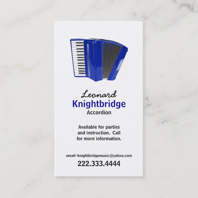 Stylish Accordion Business Card (Front)