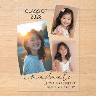 Stylish Acrylic Graduation Announcement (blk font)