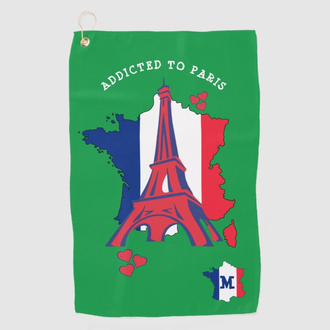 Stylish ADDICTED TO PARIS Monogram Golf Towel (Front)