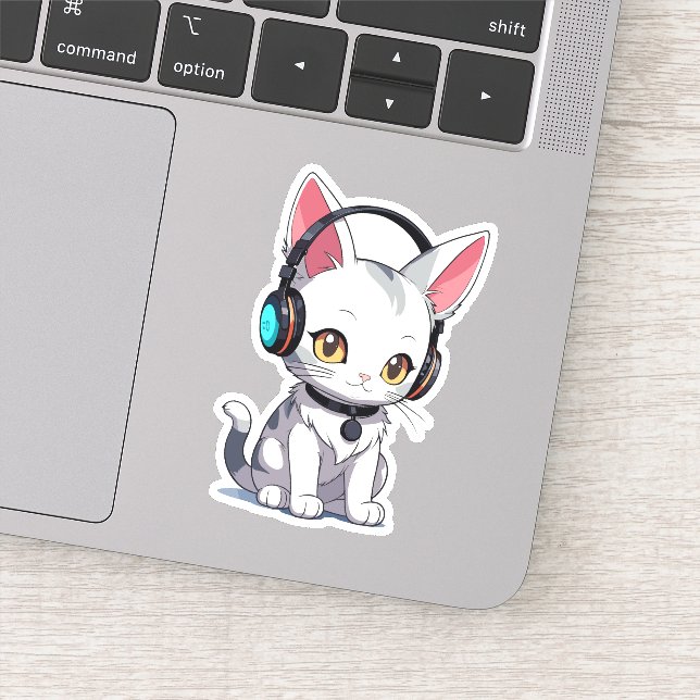 Stylish Adorable Cat in Headphones (Detail)