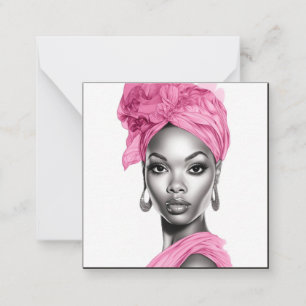 Stylish African American Woman with Pink Accents Card