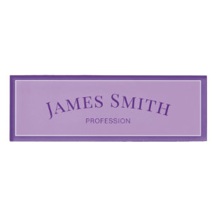 Stylish African Violet Purple: Modern Professional Name Tag