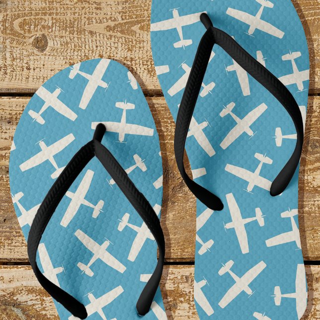Stylish Aircraft Pattern Blue Thongs (Creator Uploaded)