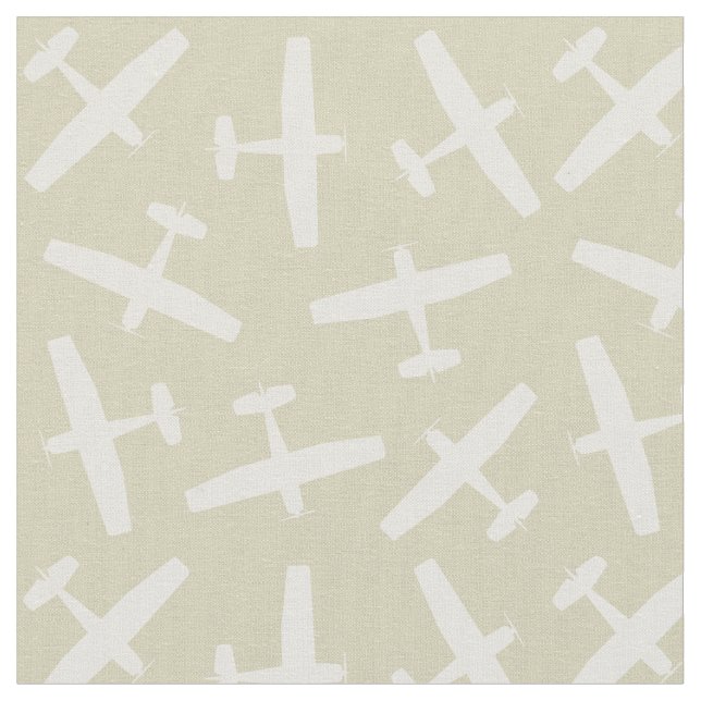 Stylish Aircraft Pattern Khaki Fabric (Close Up)