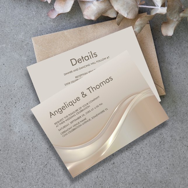Stylish All In One Beige Wedding Invitation (Creator Uploaded)