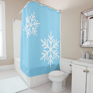 Stylish Alpine Snowflakes On Shower Curtain