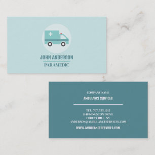 Stylish Ambulance Design, EMT, Paramedic Business Card