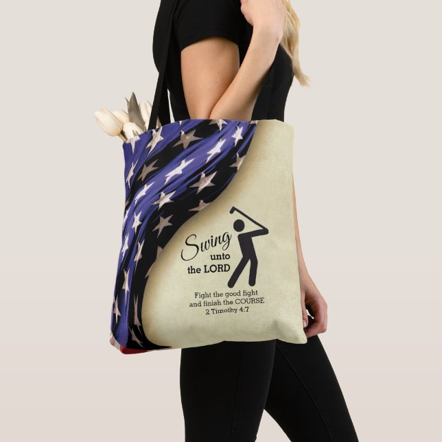 Stylish American Flag Golf  Tote Bag (Close Up)