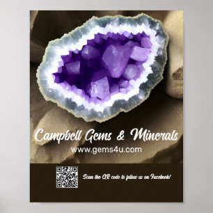 Stylish Amethyst Geode Custom QR Sign