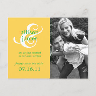 Stylish Ampersand Save The Date Postcard (Mustard)
