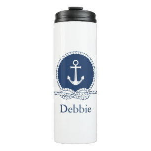 Stylish Anchor And Rope   Add Your Name Thermal Tumbler